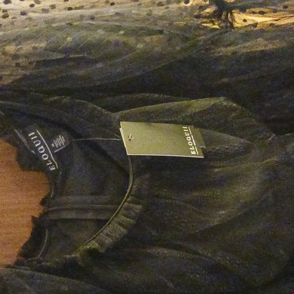 ELOQUII BLACK TIERED COCKTAIL DRESS SHEER, SIZE 16, VALENTINES DAY - Picture 4 of 4